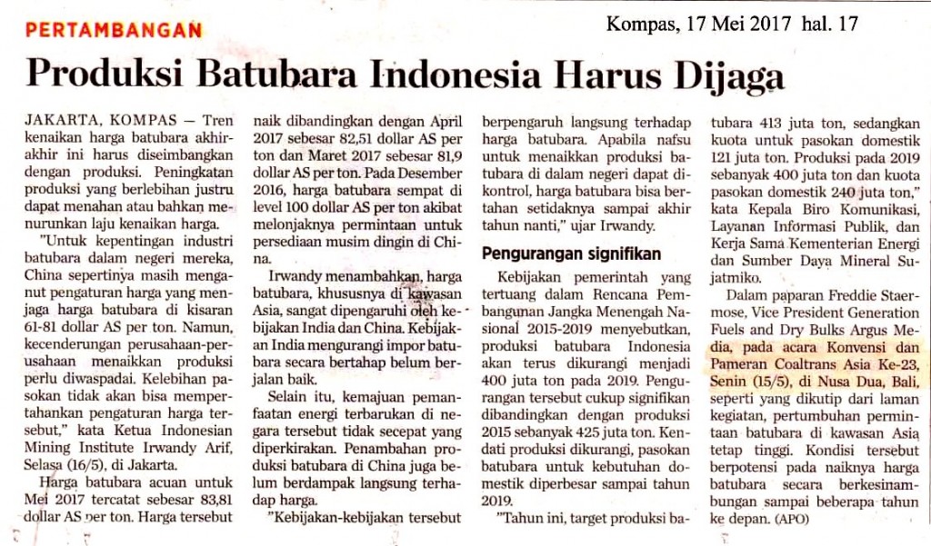 Read more about the article Indonesian’s Coal Production has to be maintained. Excessive production increase could restrain or event lower the coal prices increase rate.